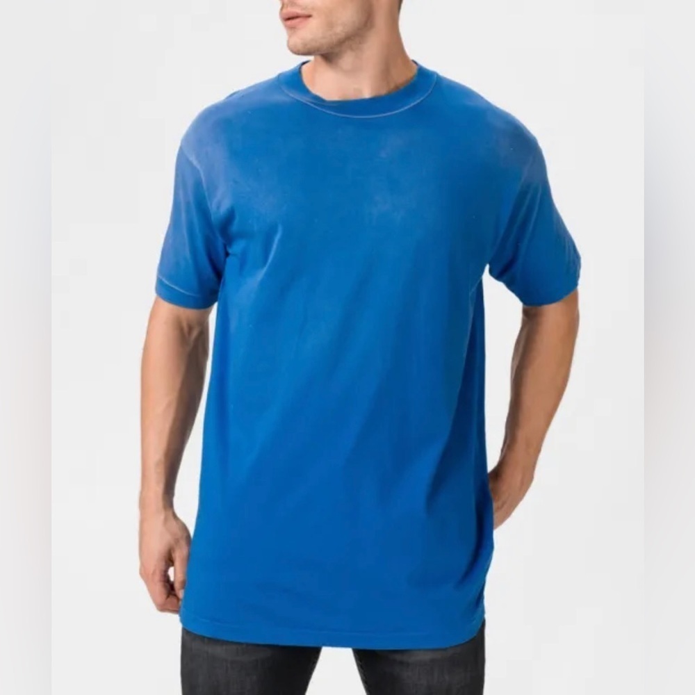Men’s Diesel T-Gila Blue Oversize T Shirt Holes Detail Pattern Size Medium!